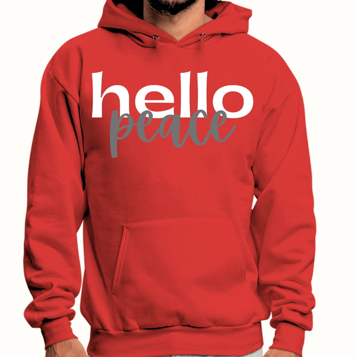 Mens Graphic Hoodie Hello Peace White and Gray - Unisex | Hoodies