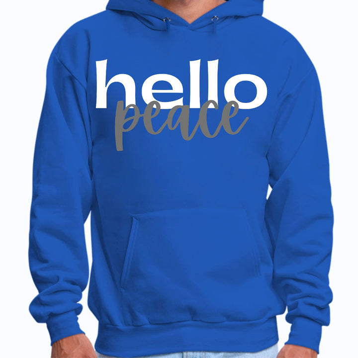 Mens Graphic Hoodie Hello Peace White and Gray - Unisex | Hoodies