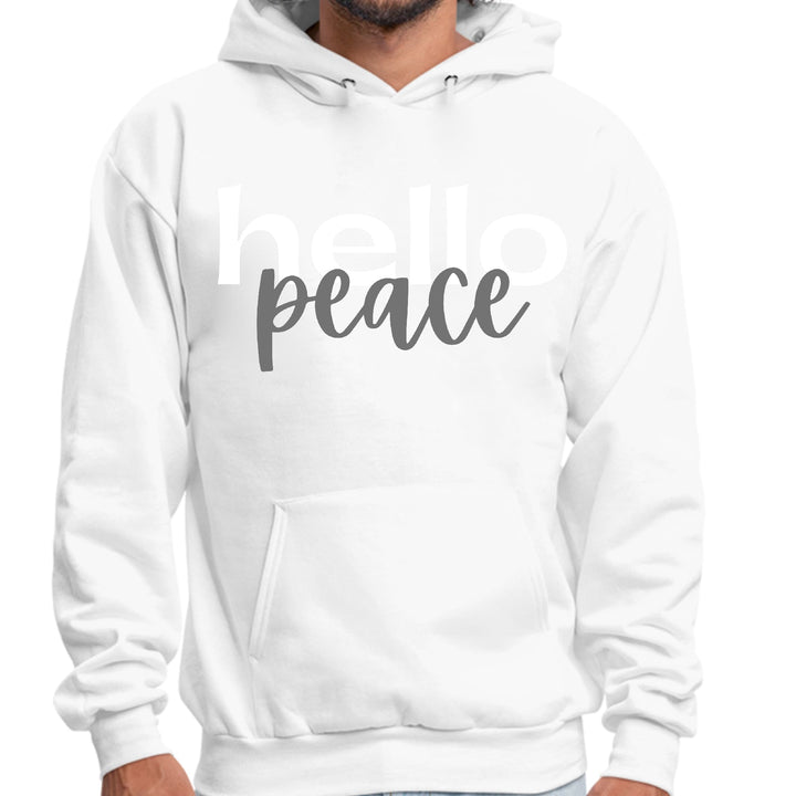 Mens Graphic Hoodie Hello Peace White and Gray - Unisex | Hoodies