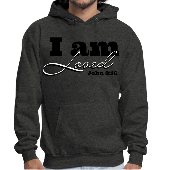 Mens Graphic Hoodie i am Loved - John 3:16 Black Illustration - Unisex | Hoodies