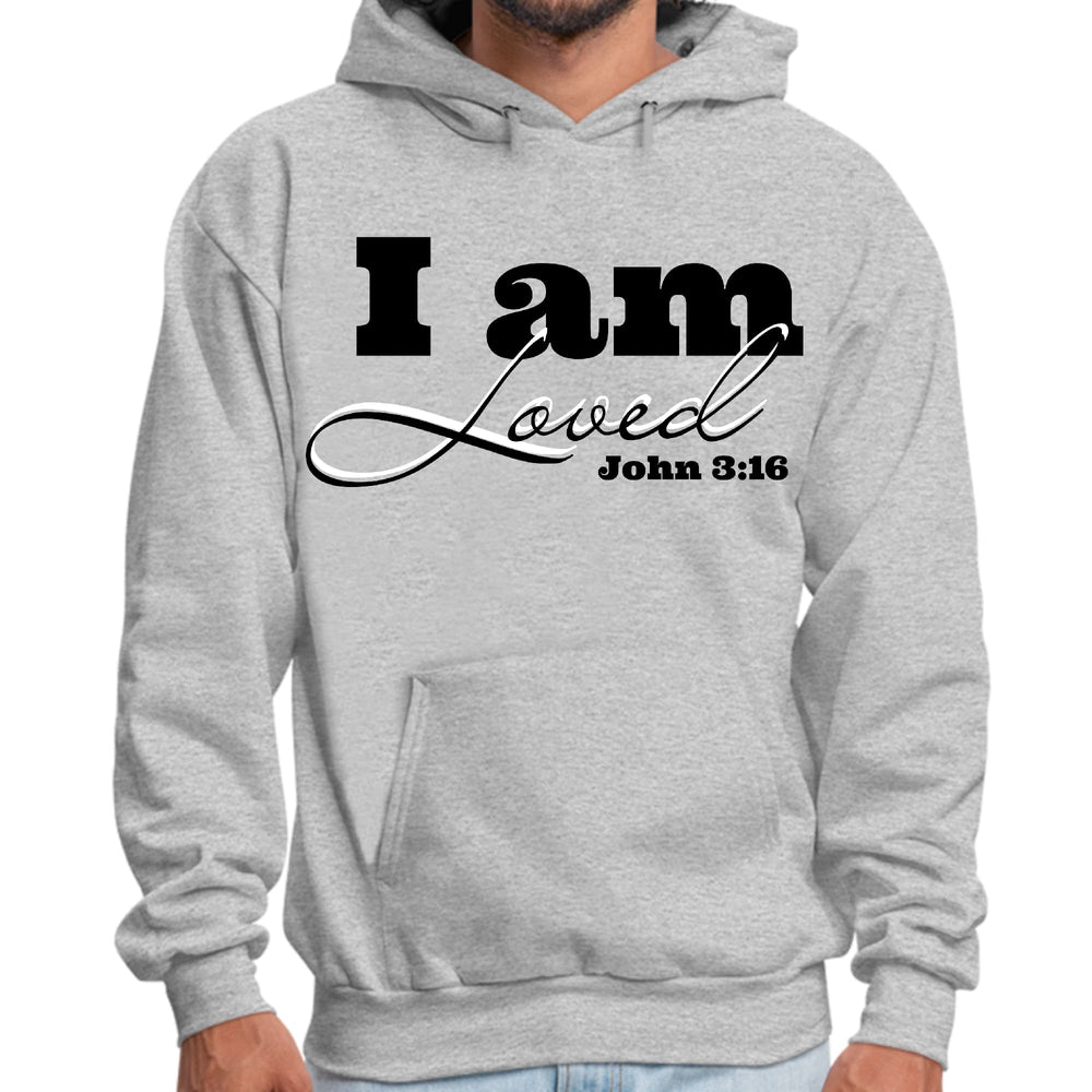 Mens Graphic Hoodie i am Loved - John 3:16 Black Illustration - Unisex | Hoodies