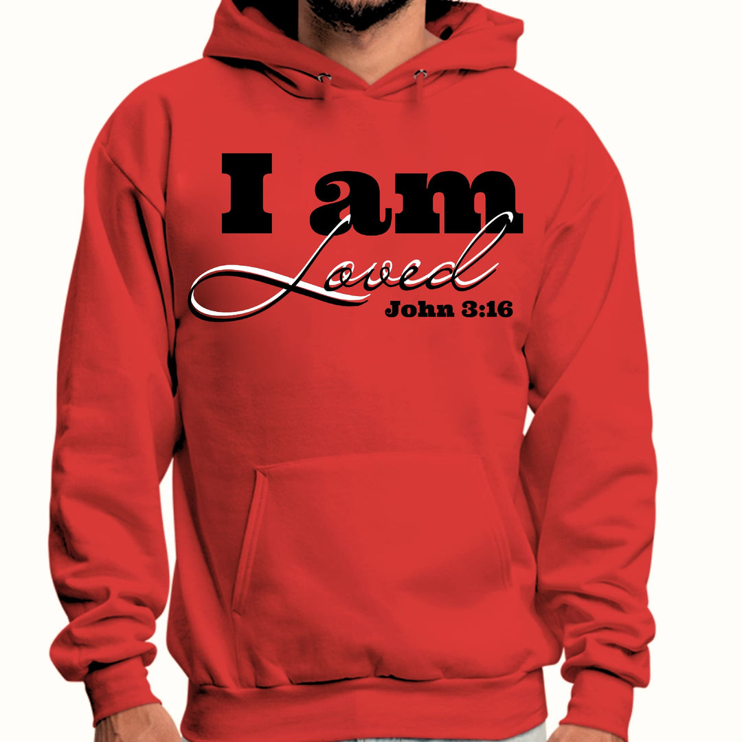 Mens Graphic Hoodie i am Loved - John 3:16 Black Illustration - Unisex | Hoodies