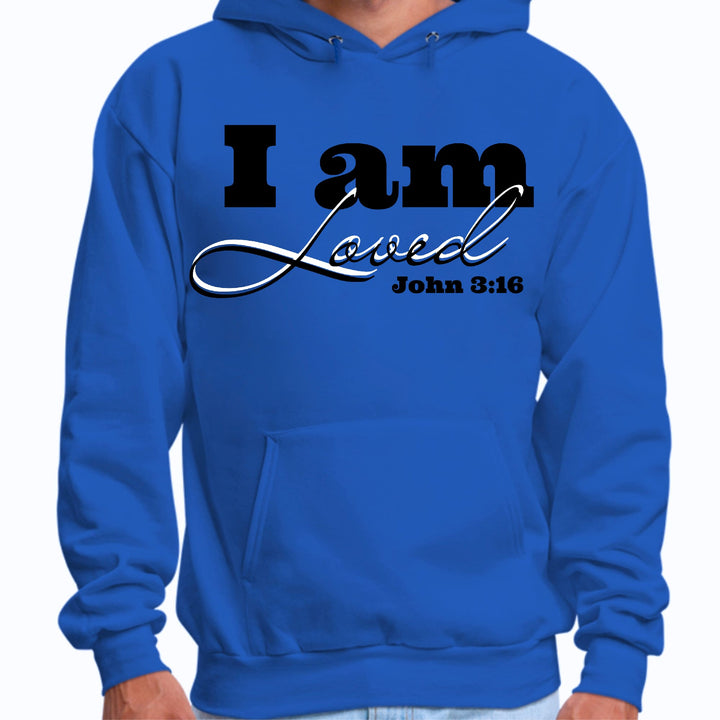 Mens Graphic Hoodie i am Loved - John 3:16 Black Illustration - Unisex | Hoodies