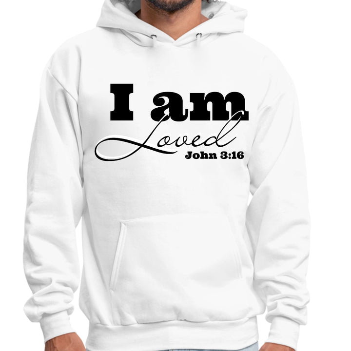 Mens Graphic Hoodie i am Loved - John 3:16 Black Illustration - Unisex | Hoodies