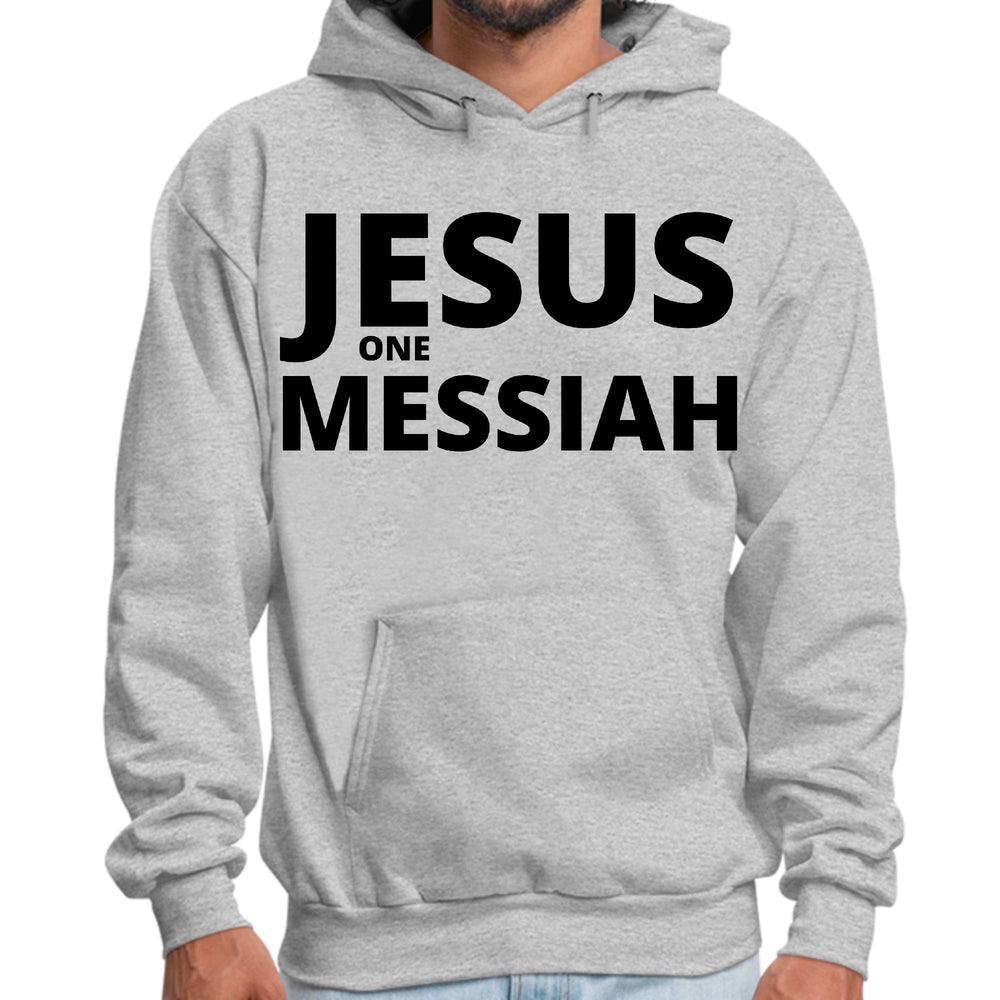 Mens Graphic Hoodie Jesus one Messiah Black Illustration - Unisex | Hoodies