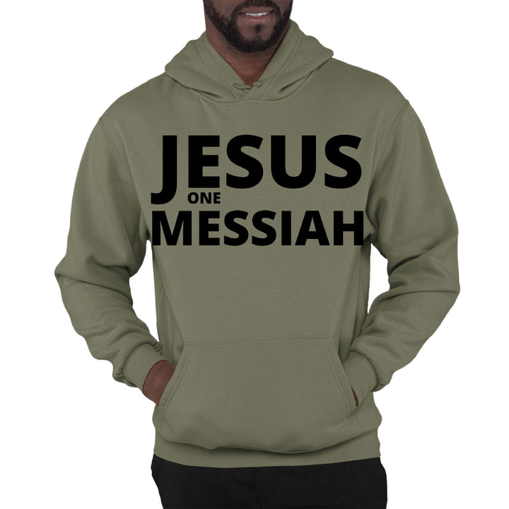 Mens Graphic Hoodie Jesus one Messiah Black Illustration - Unisex | Hoodies