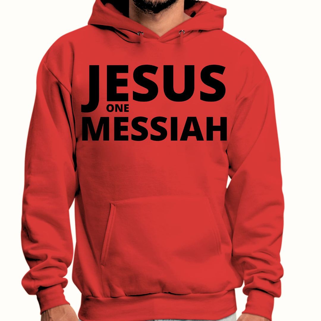 Mens Graphic Hoodie Jesus one Messiah Black Illustration - Unisex | Hoodies