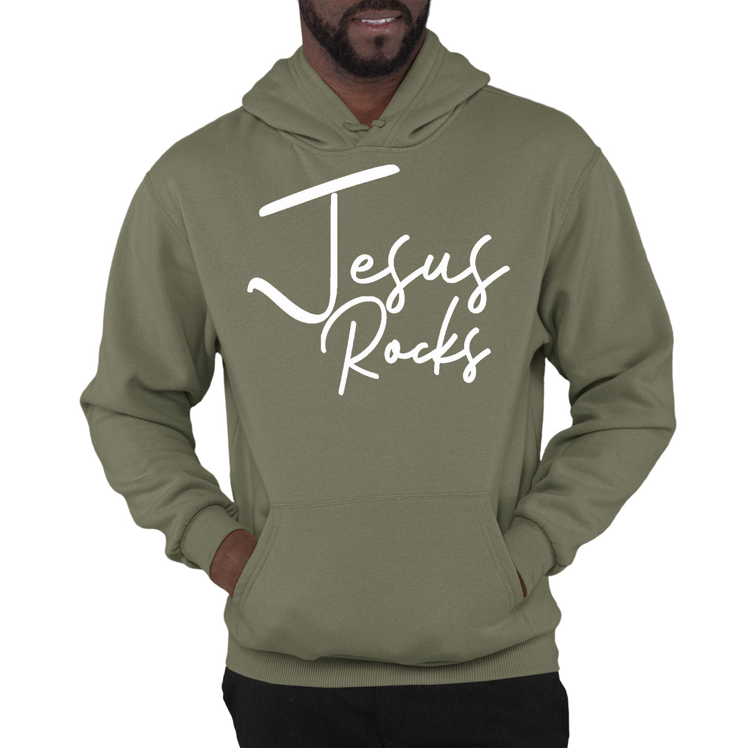 Mens Graphic Hoodie Jesus Rocks Print - Unisex | Hoodies