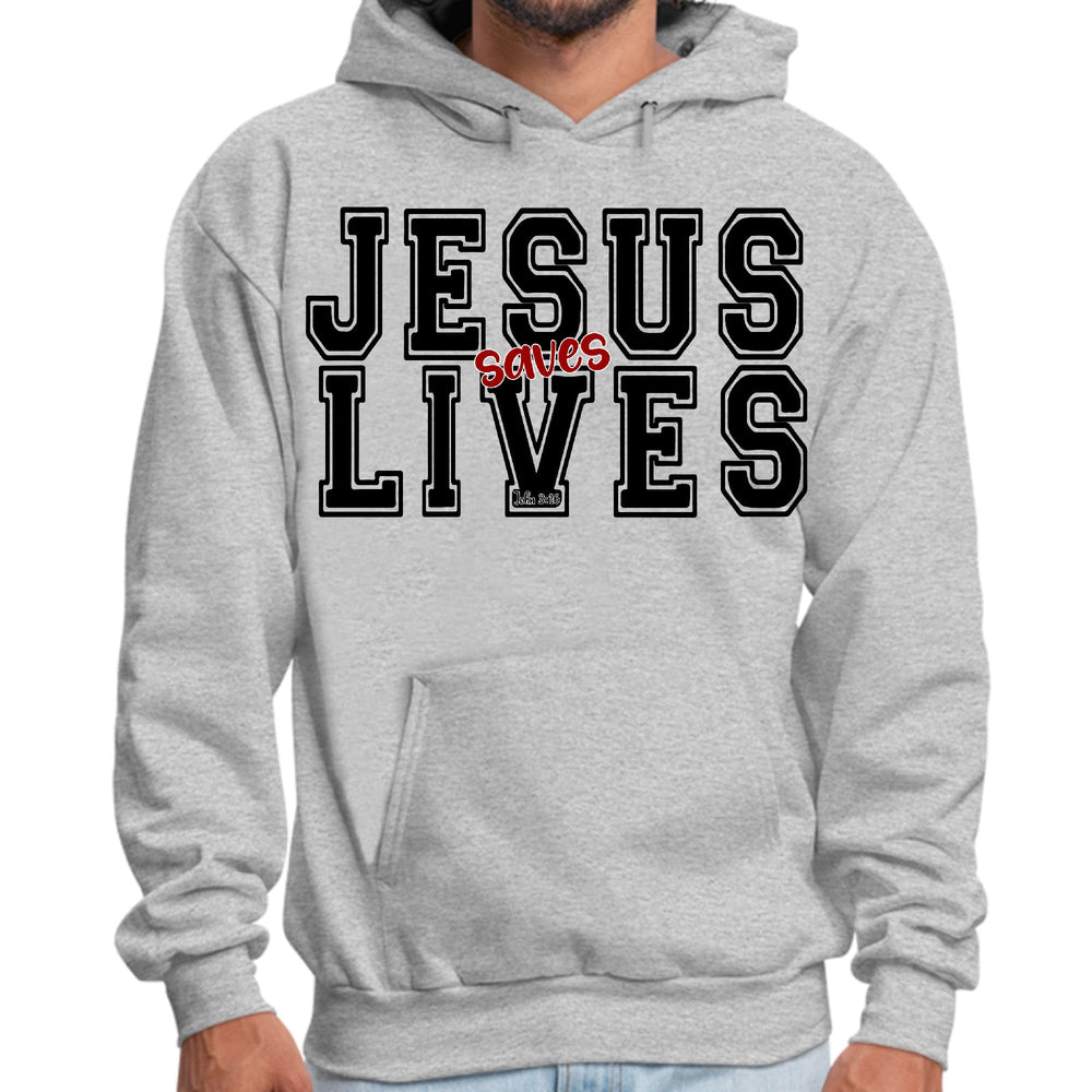 Mens Graphic Hoodie Jesus Saves Lives Black Red Illustration - Unisex | Hoodies