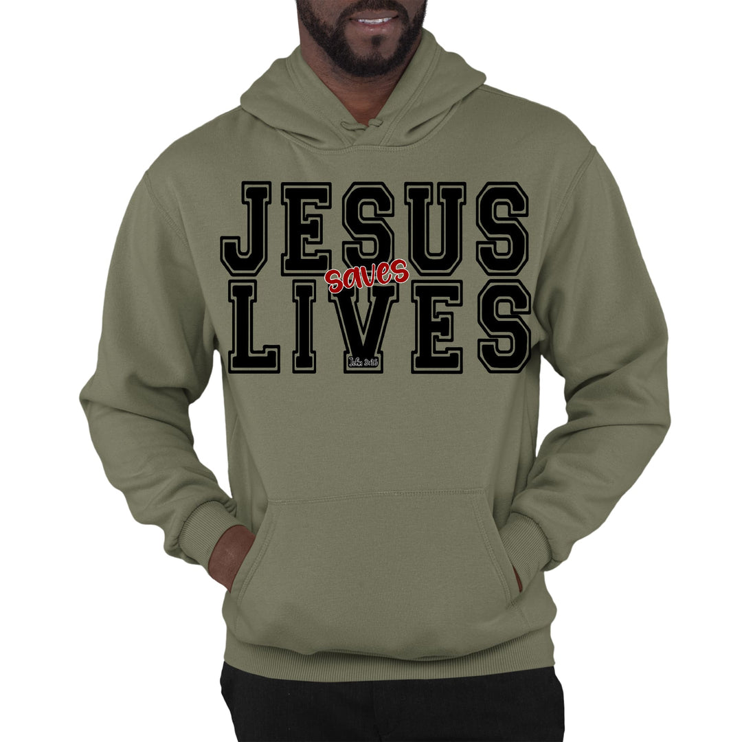 Mens Graphic Hoodie Jesus Saves Lives Black Red Illustration - Unisex | Hoodies