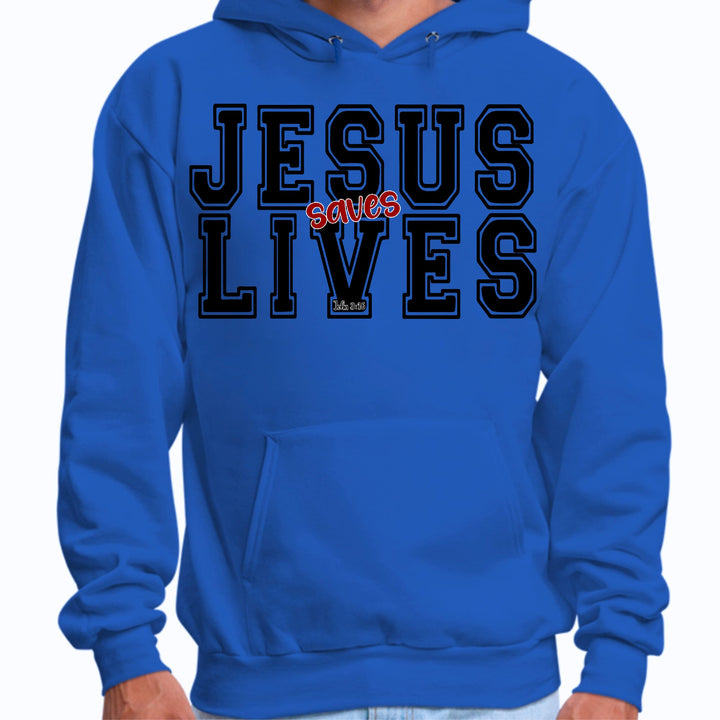 Mens Graphic Hoodie Jesus Saves Lives Black Red Illustration - Unisex | Hoodies