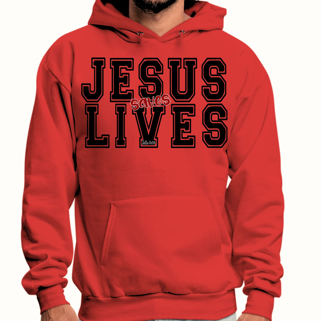 Mens Graphic Hoodie Jesus Saves Lives Black Red Illustration - Unisex | Hoodies