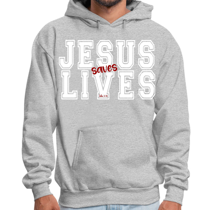 Mens Graphic Hoodie Jesus Saves Lives White Red Illustration - Unisex | Hoodies