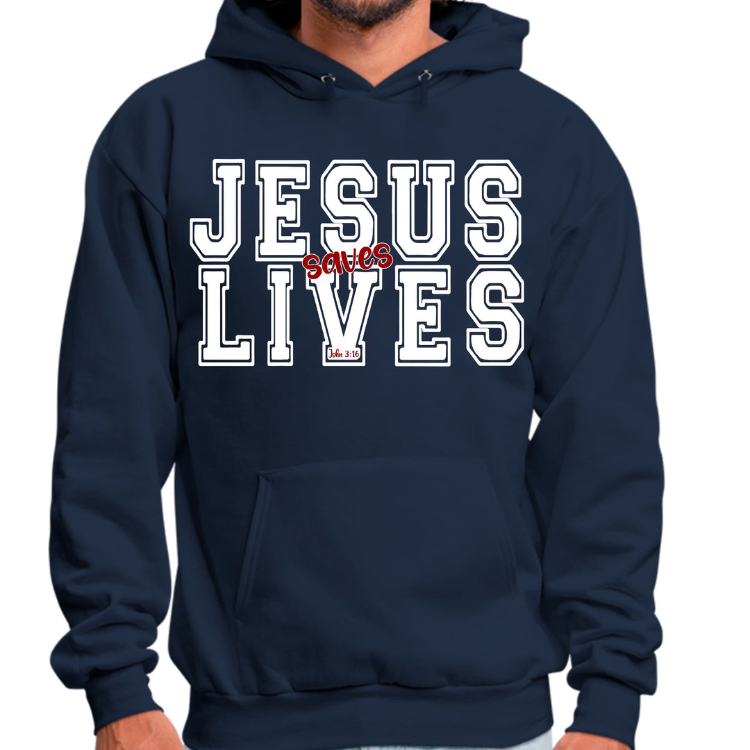 Mens Graphic Hoodie Jesus Saves Lives White Red Illustration - Unisex | Hoodies