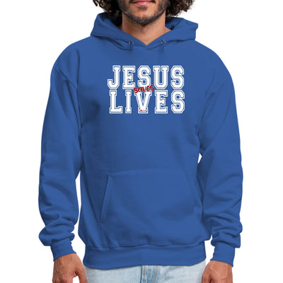 Mens Graphic Hoodie Jesus Saves Lives White Red Illustration - Unisex | Hoodies