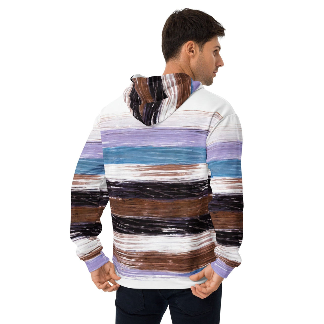 Mens Graphic Hoodie Lavender Black Brown Rustic Pattern