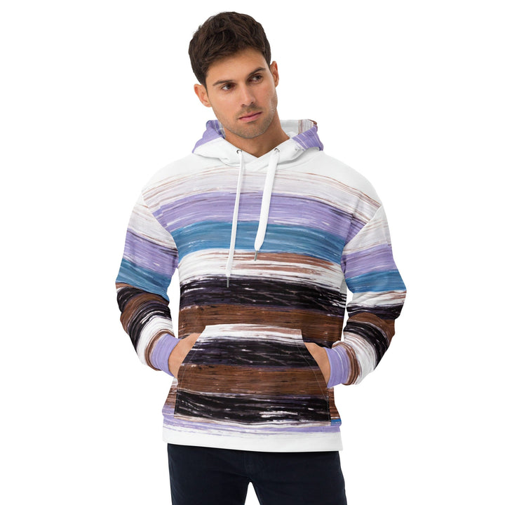 Mens Graphic Hoodie Lavender Black Brown Rustic Pattern