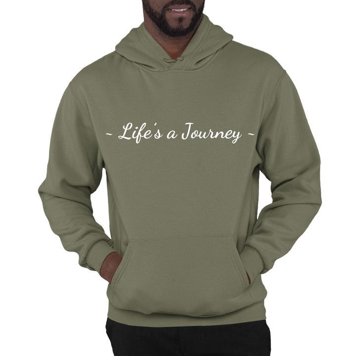 Mens Graphic Hoodie Life’s a Journey White Print - Unisex | Hoodies