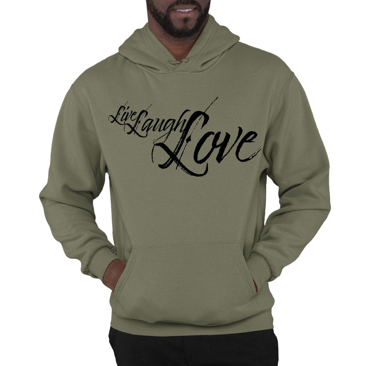 Mens Graphic Hoodie Live Laugh Love Black Illustration - Unisex | Hoodies