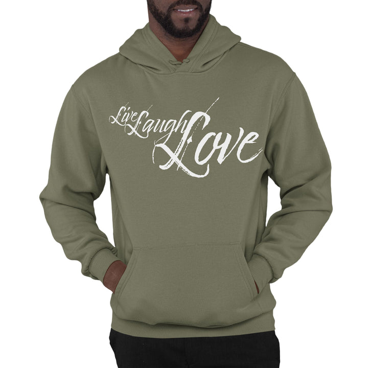 Mens Graphic Hoodie Live Laugh Love Light Grey - Unisex | Hoodies