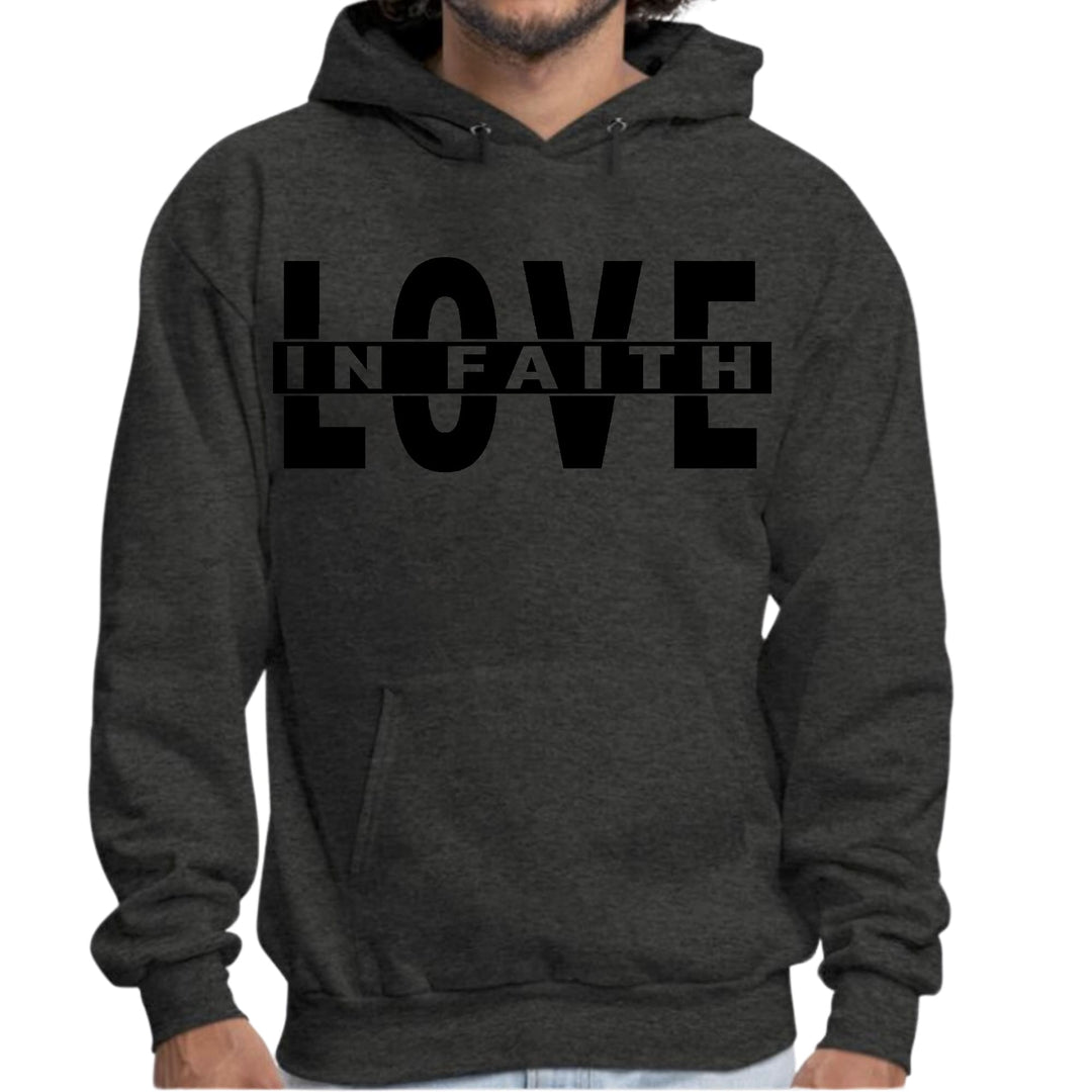 Mens Graphic Hoodie Love in Faith Black Illustration - Unisex | Hoodies