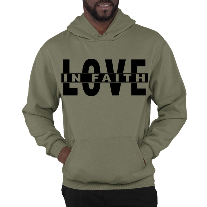 Mens Graphic Hoodie Love in Faith Black Illustration - Unisex | Hoodies