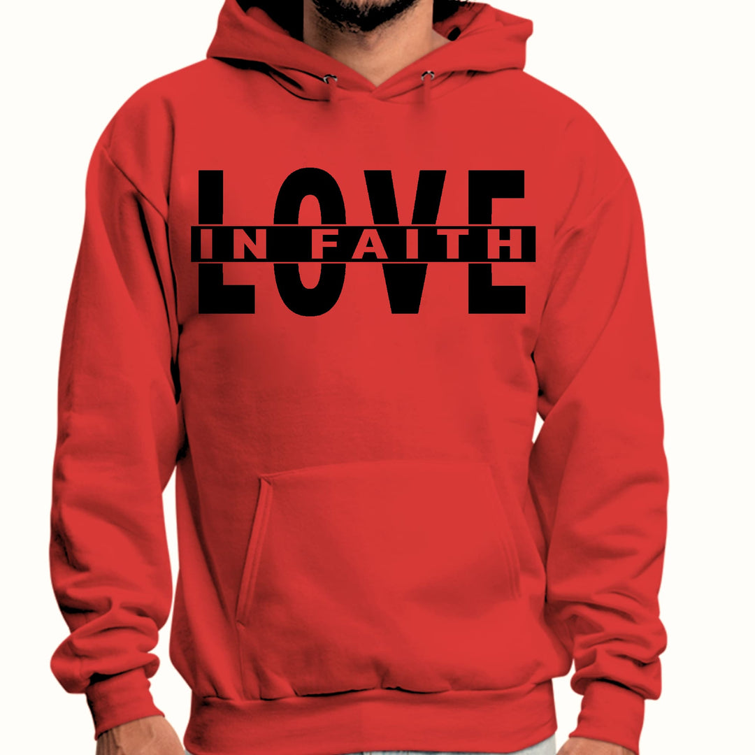 Mens Graphic Hoodie Love in Faith Black Illustration - Unisex | Hoodies