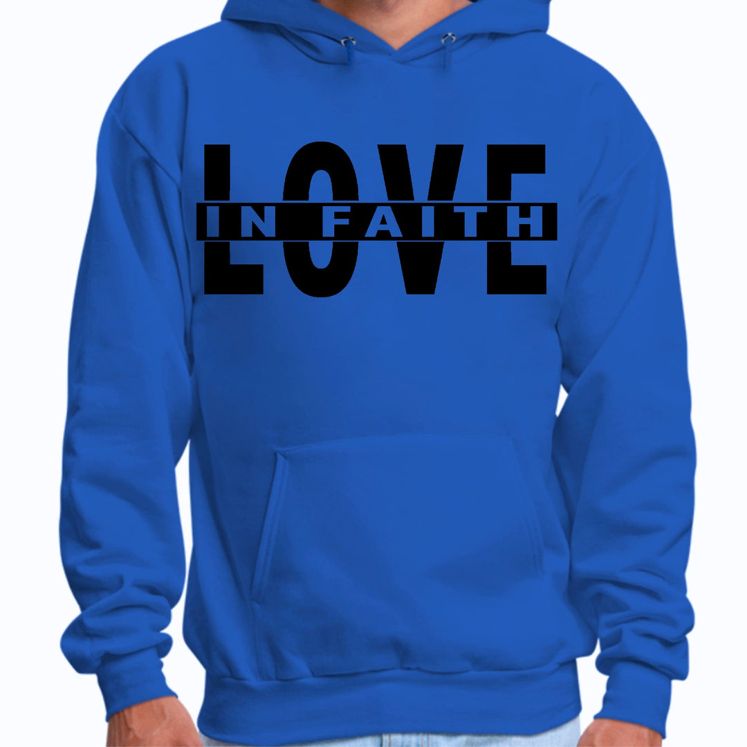 Mens Graphic Hoodie Love in Faith Black Illustration - Unisex | Hoodies