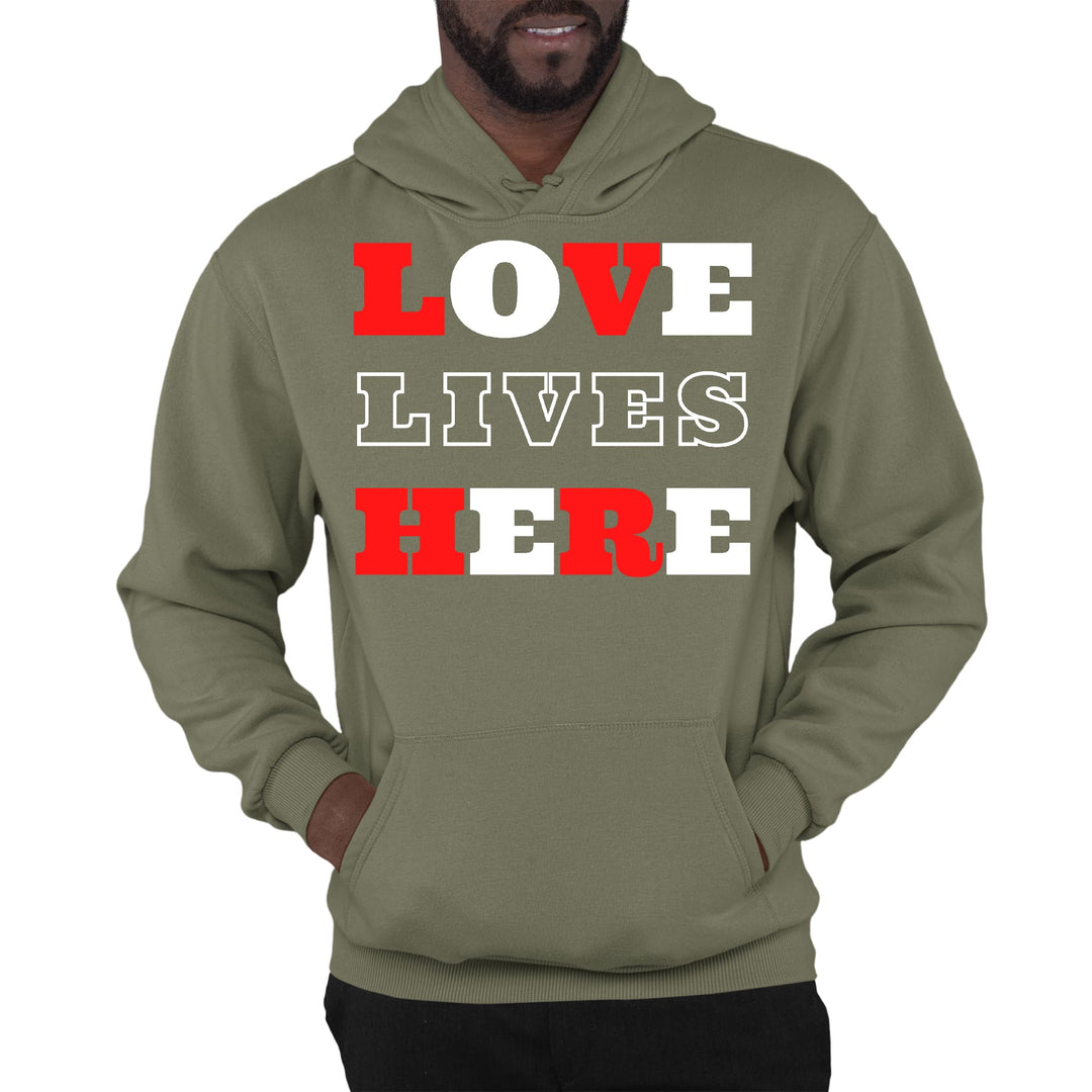 Mens Graphic Hoodie Love Lives Here Christian Inspiration - Unisex | Hoodies