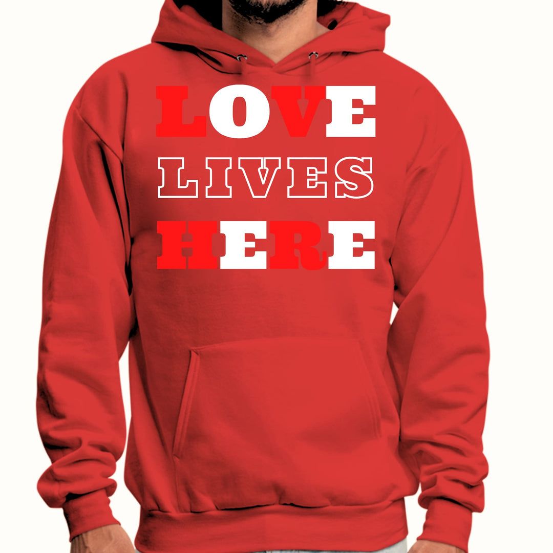 Mens Graphic Hoodie Love Lives Here Christian Inspiration - Unisex | Hoodies