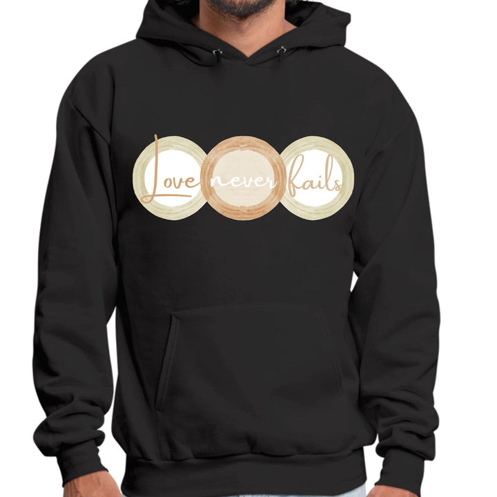 Mens Graphic Hoodie Love Never Fails Pastel Brown Beige Green Tri - Unisex