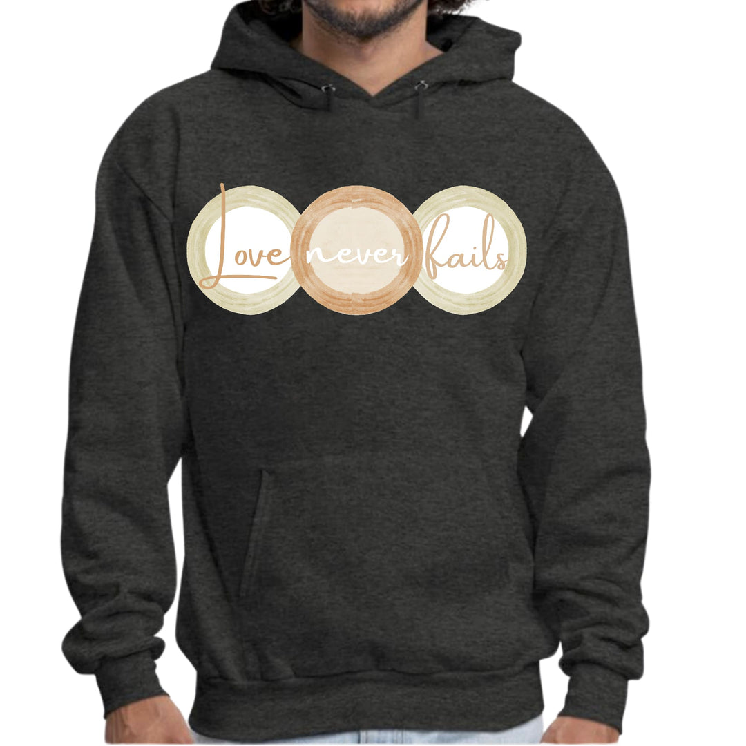 Mens Graphic Hoodie Love Never Fails Pastel Brown Beige Green Tri - Unisex