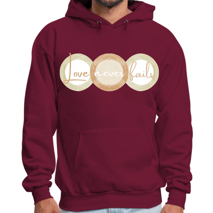 Mens Graphic Hoodie Love Never Fails Pastel Brown Beige Green Tri - Unisex