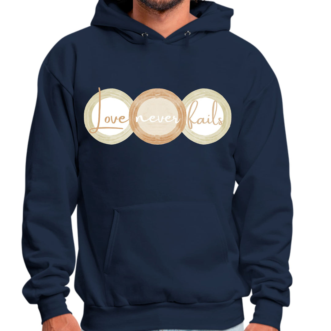 Mens Graphic Hoodie Love Never Fails Pastel Brown Beige Green Tri - Unisex