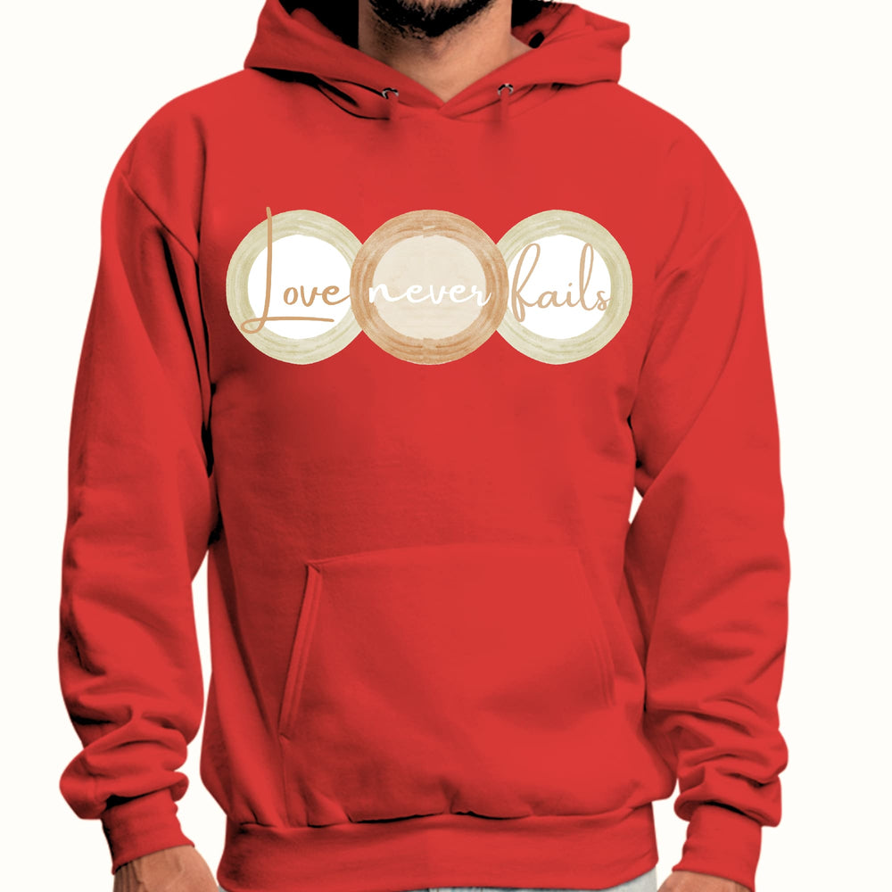 Mens Graphic Hoodie Love Never Fails Pastel Brown Beige Green Tri - Unisex