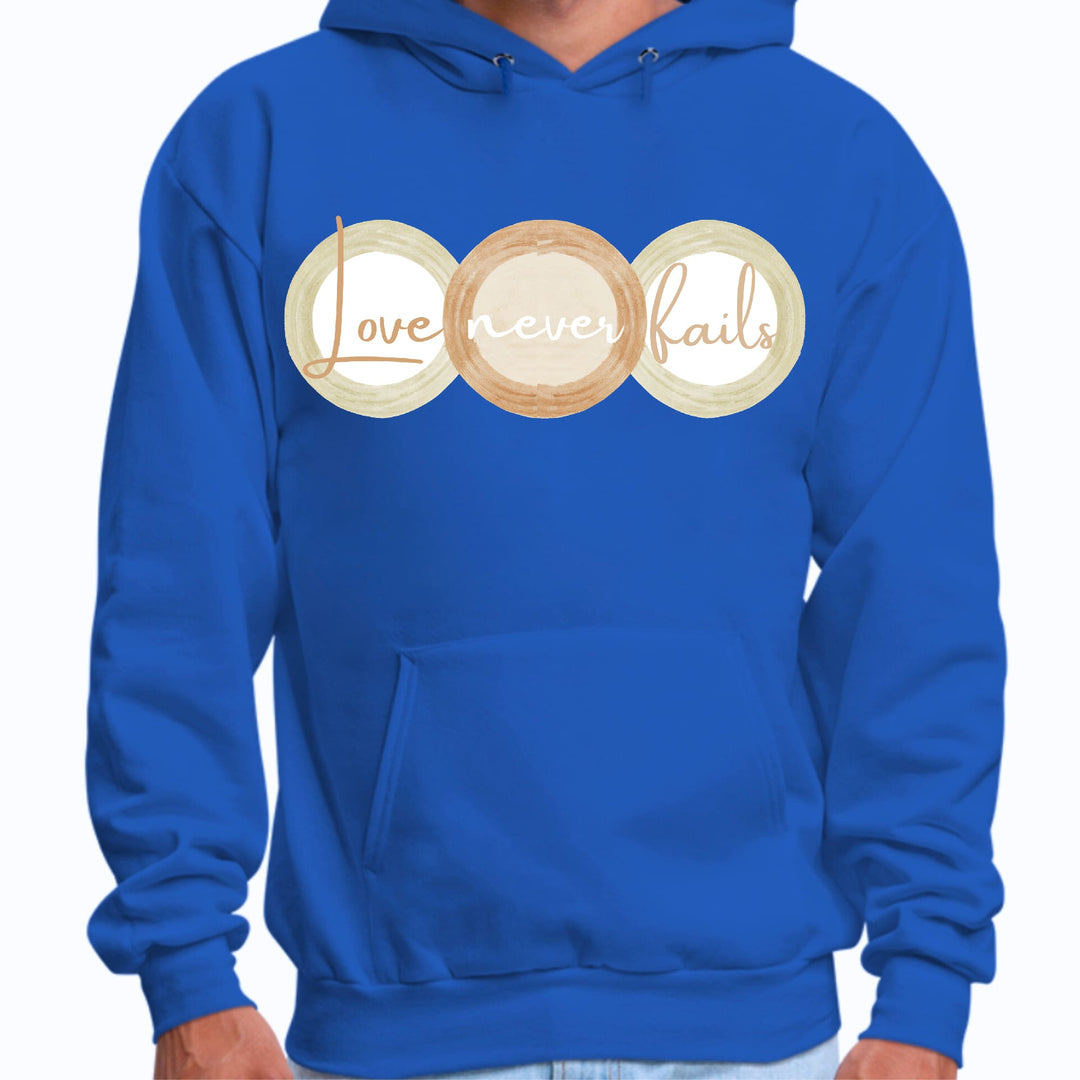 Mens Graphic Hoodie Love Never Fails Pastel Brown Beige Green Tri - Unisex