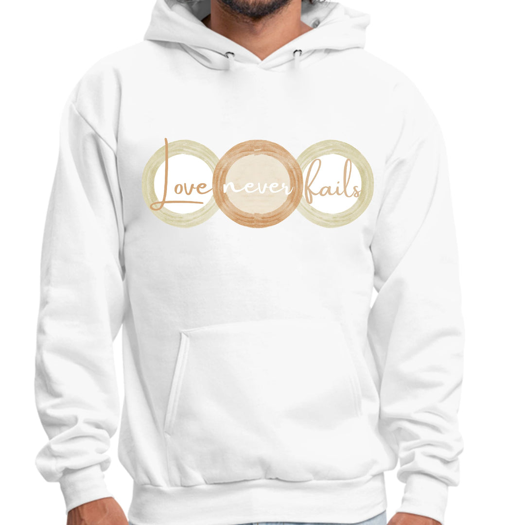 Mens Graphic Hoodie Love Never Fails Pastel Brown Beige Green Tri - Unisex