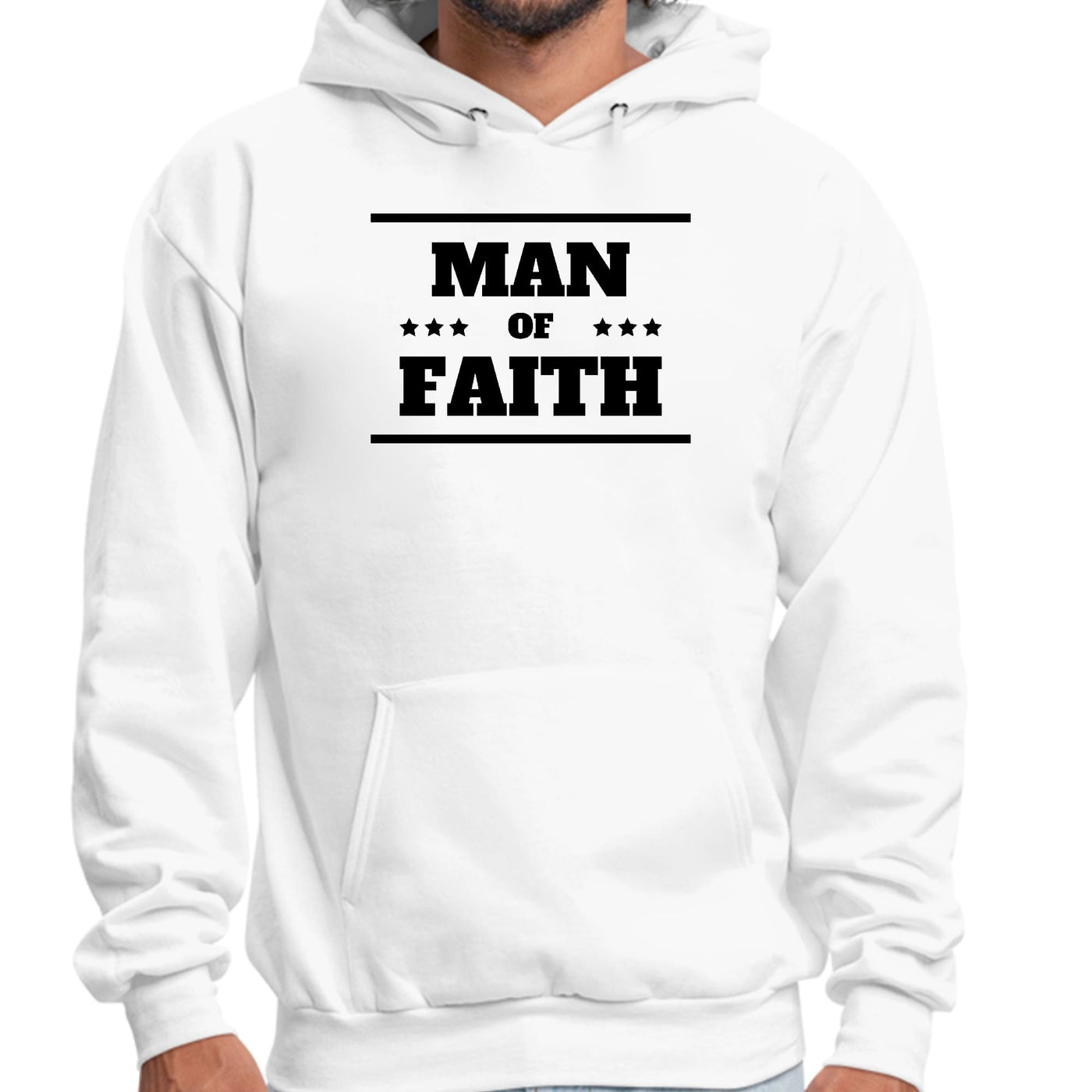 Mens Graphic Hoodie Man Of Faith Black Illustration - Unisex | Hoodies