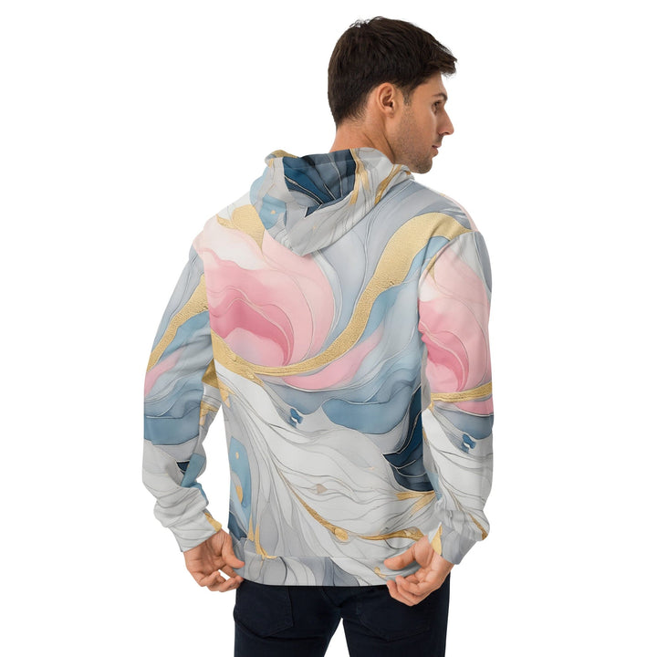 Mens Graphic Hoodie Marble Cloud of Grey Pink Blue 5522