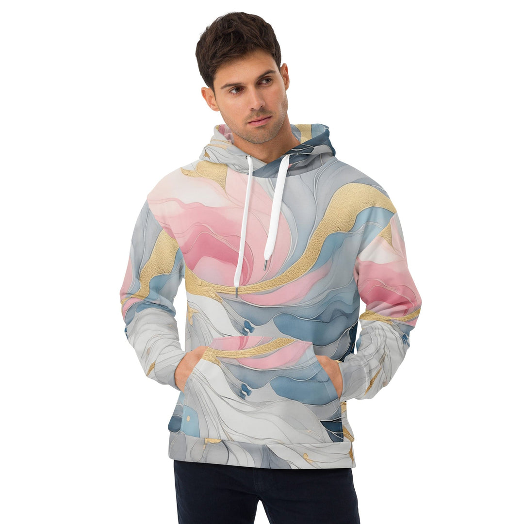 Mens Graphic Hoodie Marble Cloud of Grey Pink Blue 5522