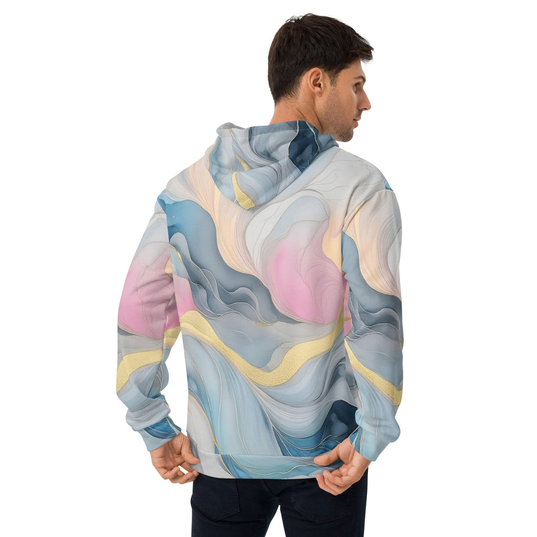 Mens Graphic Hoodie Marble Cloud of Grey Pink Blue 72067