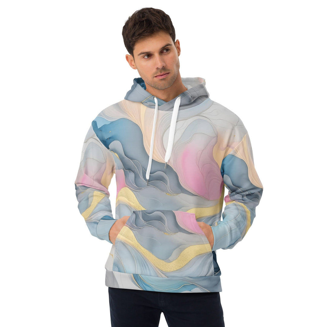 Mens Graphic Hoodie Marble Cloud of Grey Pink Blue 72067