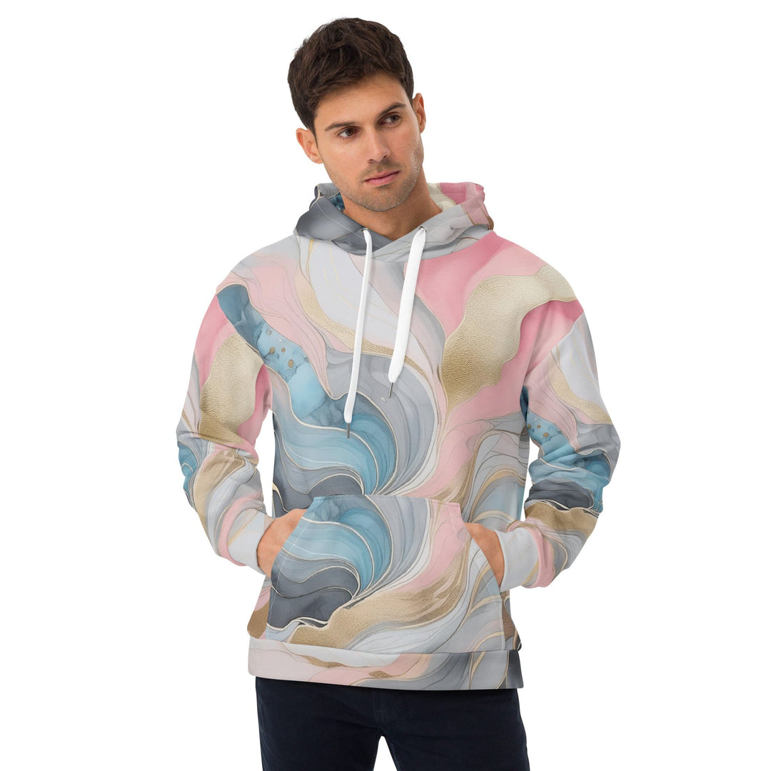 Mens Graphic Hoodie Marble Cloud Of Grey Pink Blue 82395