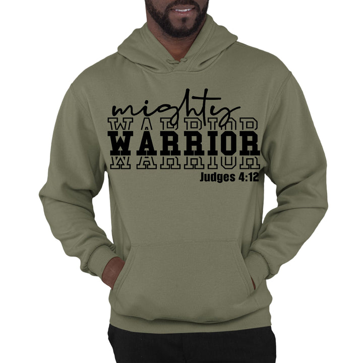 Mens Graphic Hoodie Mighty Warrior Black Illustration - Unisex | Hoodies