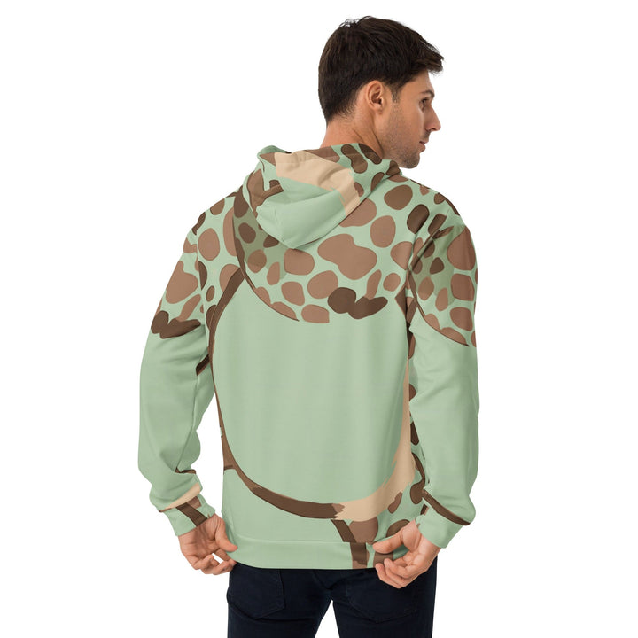 Mens Graphic Hoodie Green Beige Spotted Print