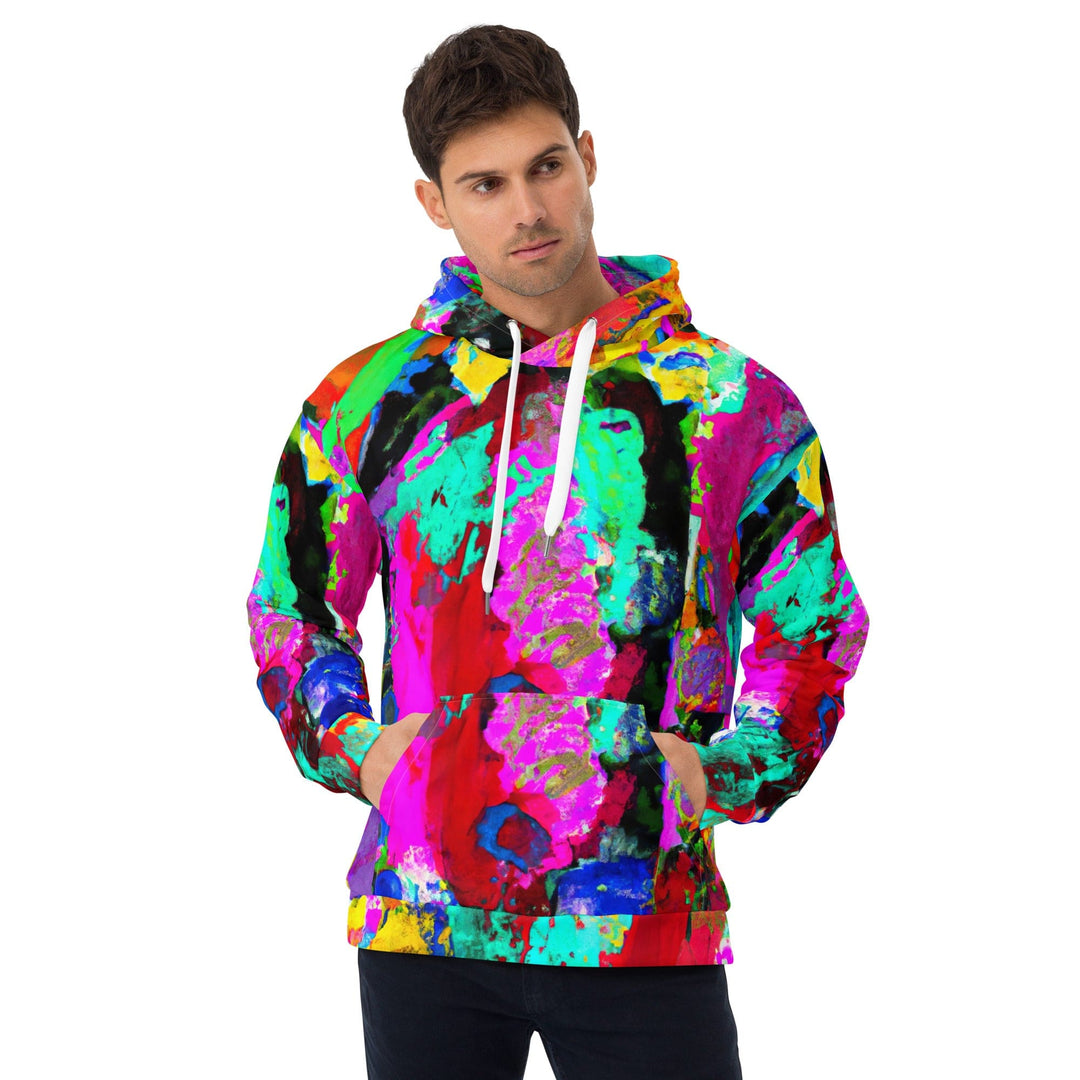 Mens Graphic Hoodie Red Multicolor Abstract Print