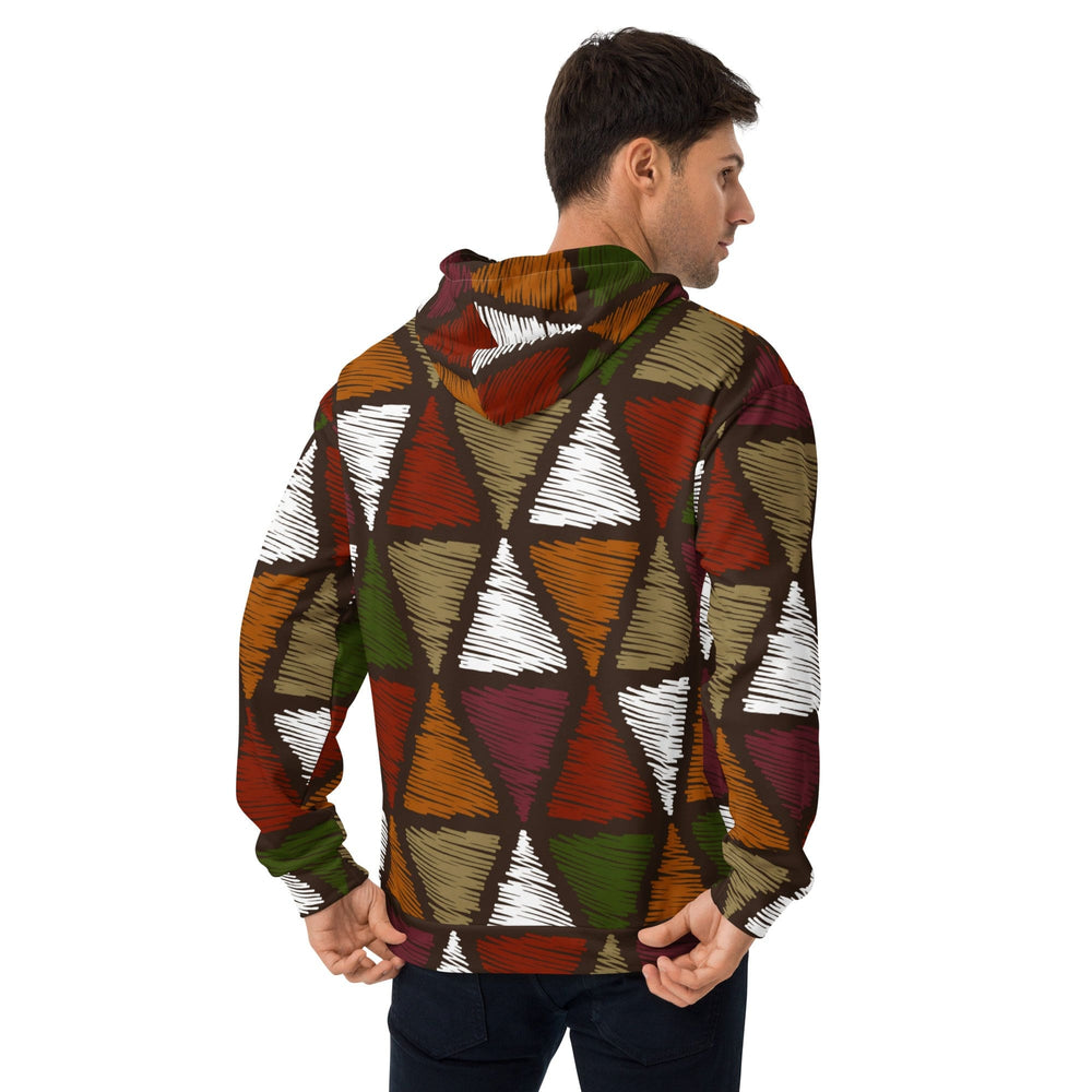 Mens Graphic Hoodie Red Green Geometric Lines