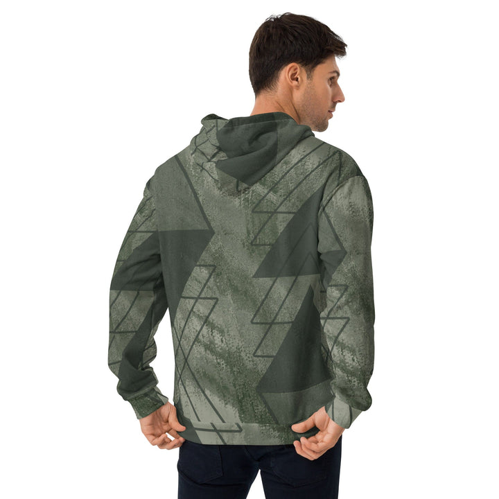 Mens Graphic Hoodie Olive Green Triangular Colorblock