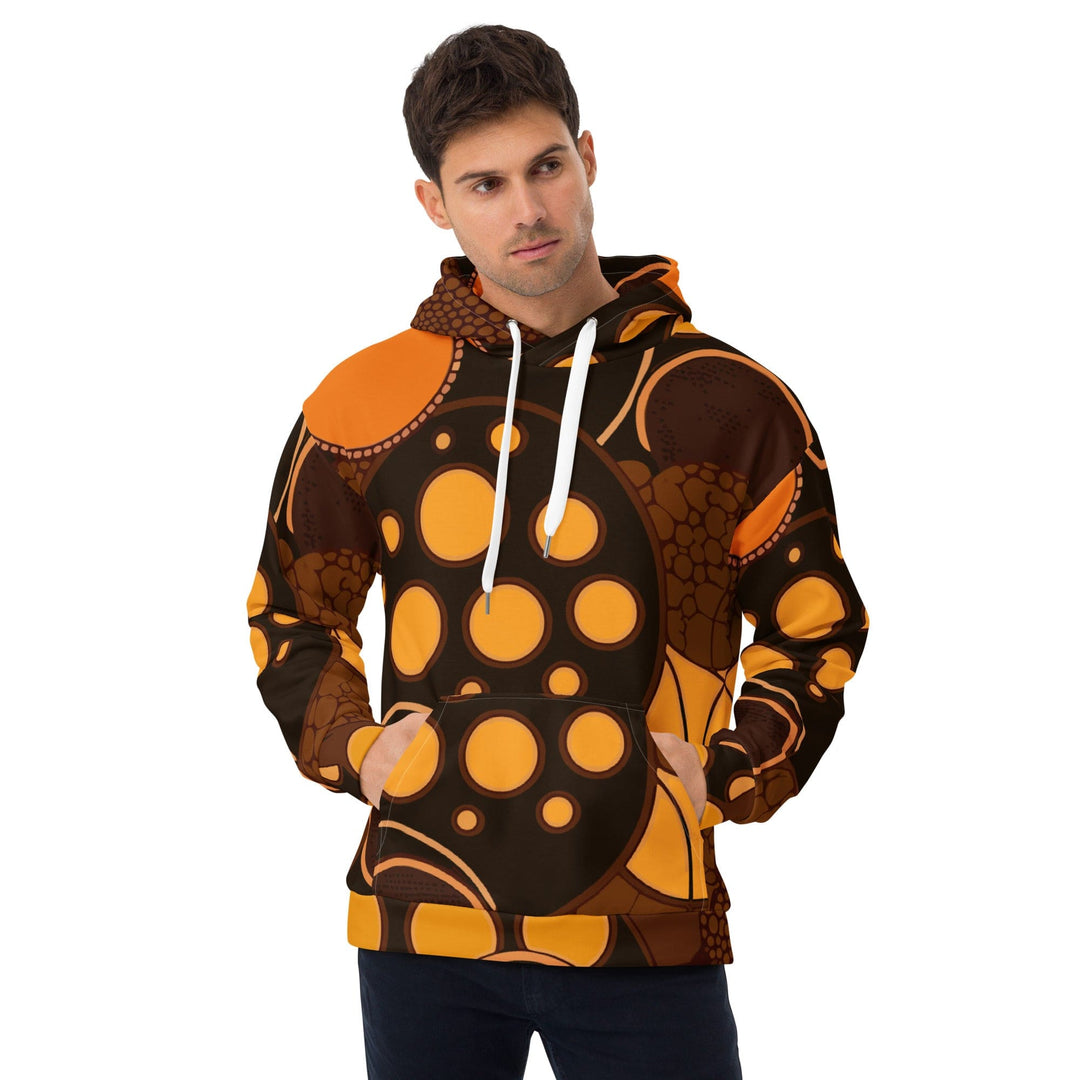 Mens Graphic Hoodie Orange Brown Spotted Print