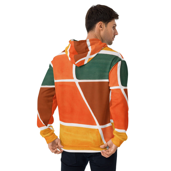 Mens Graphic Hoodie Orange Green Boho Pattern